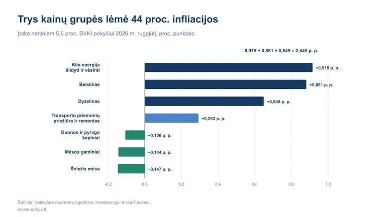 Lietuvoje infliaciją labiausiai augino šildymas ir degalai